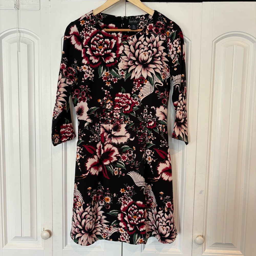 Nicole Miller Black Floral Dress Size 6